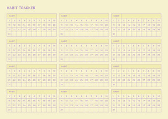 Note, scheduler, diary, calendar planner document template illustration. Habit tracker.