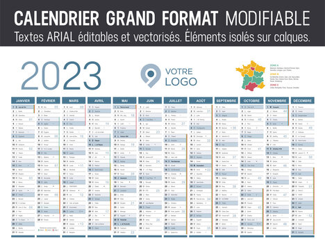 Calendrier 2023 modifiable - Grand format