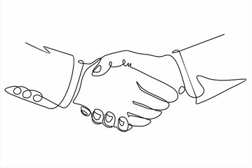 Handshake continuous line vector drawing. Business agreement vector concept