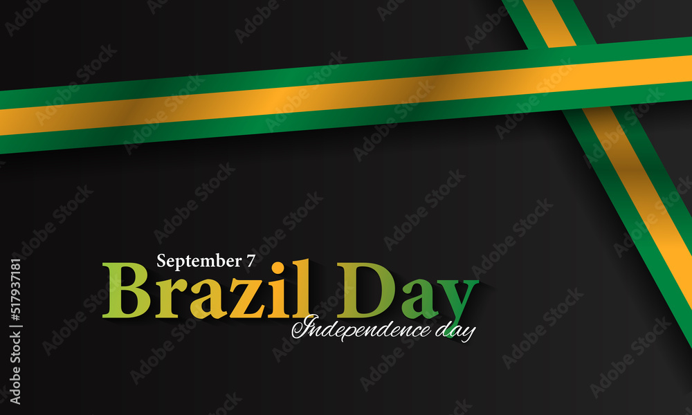 Wall mural vector illustration of brazil's independence day celebration. waving flag and ribbons with brazilian