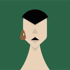 vector illustration of female heads with earrings and different hairstyles