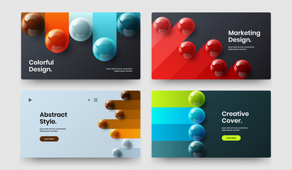 Original website screen vector design illustration composition. Modern realistic balls booklet concept bundle.