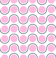 Abstract Dots Wavy Stripes Seamless Geometric Retro Pattern Trendy Fashion Colors Perfect for Allover Fabric Print or Wrapping Paper