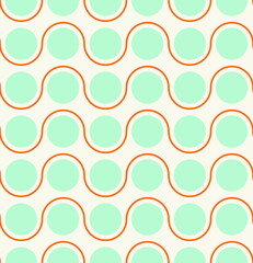 Abstract Dots Wavy Stripes Seamless Geometric Retro Pattern Trendy Fashion Colors Perfect for Allover Fabric Print or Wrapping Paper