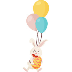 Bunny Character. Flying and Laughing Funny, Happy Easter Rabbit.
