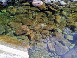 Fototapeta na wymiar Pebbles at the Bottom of the Emerald Pond