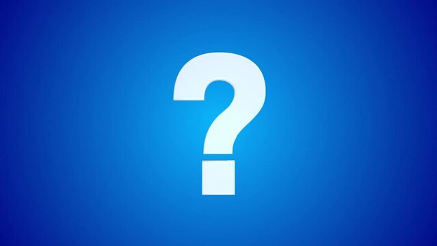 Three-dimensional white question mark on blue background. 3d rendering.