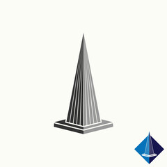 Simple and unique spire tower or pyramid in 3D shape line cut image graphic icon logo design abstract concept vector stock. Can be used as a symbol related to construction or building - obrazy, fototapety, plakaty