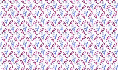 Floral Wallpaper Pattern Blue Red Leaf Pattern Vector.