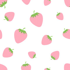 Seamless pattern pink strawberry vector illustration