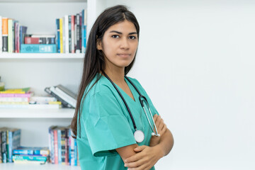 Beaututiful serious south american female nurse or doctor