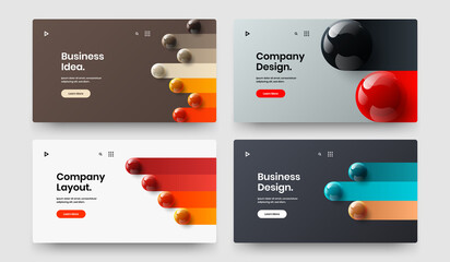 Multicolored realistic spheres brochure illustration collection. Original site design vector template composition.