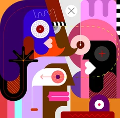 Voilages Art abstrait Illustration vectorielle de trois personnes