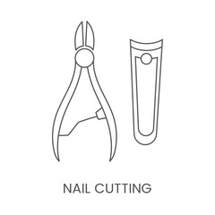 Icon with nail clipping tools, linear vector illustration.