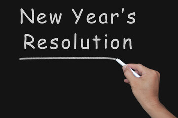 New Year's Resolution text on blackboard. New year concept