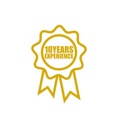 Ten years experience badge isolated on white background