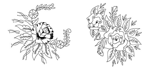 black and white flowers