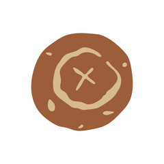 Vector color handdrawn illustration with greek bread. Isolated on white background.