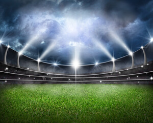 Soccer or football stadium background - free lawn area