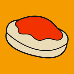 dorayaki illustration with orange background