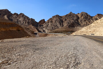 Highway in the Eilat Mountains in the Southern Negev, southern Israel.