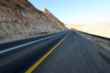 Highway in the Eilat Mountains in the Southern Negev, southern Israel.