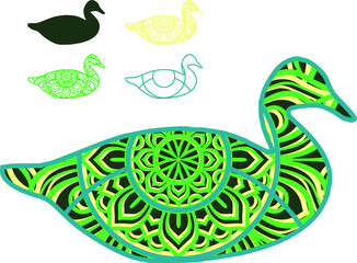 Vector layered template for laser and paper cutting, printing on a T-shirt, mug. 