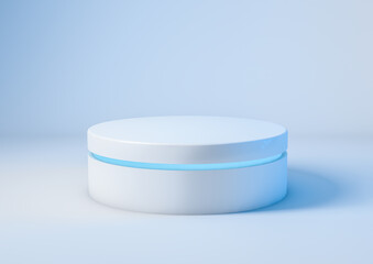 Blue podium isolated from the background for product display