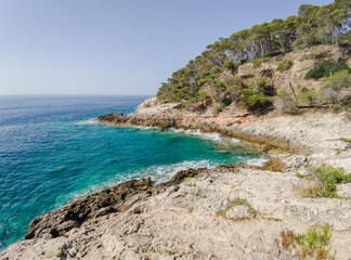 Fototapeta na wymiar Italy, June 2022: breathtaking views with sea and cliffs at the Tremiti Islands in Puglia