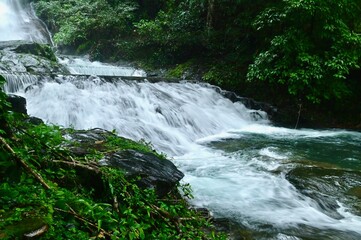 Scenery of Punyaban Waterfall in Ranong, Southern Thailand