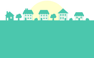 家のシルエット背景イラスト