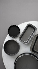culinary forms for baking. dark color different sizes