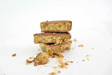 Peanut butter and various nuts cookie, crunchy snack or breakfast food. probiotic food with no sugar added and with gut friendly bacteria