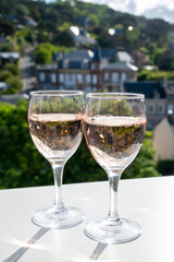 Two glasses with rose d'anjou wine from Loire valley, France