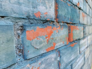 Texture of brickwork. Different colors. Old texture. Lots of layers of paint.