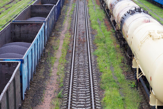 cargo tracks in the railway station