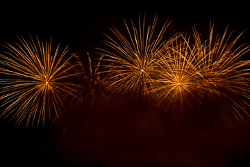 colourful fireworks competition on sky