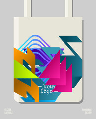 Colorful geometric print design for a tote bag. Suitable for shopping bags, fashion bags, to the printing industry. Vector design can be edited and customized.