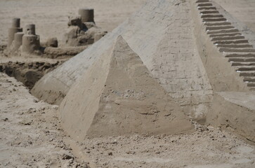 Pyramid Sand Castle on a beach