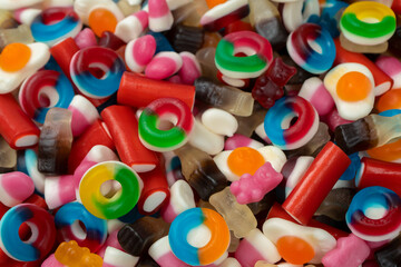 Tasty mix of jelly colorful candies.