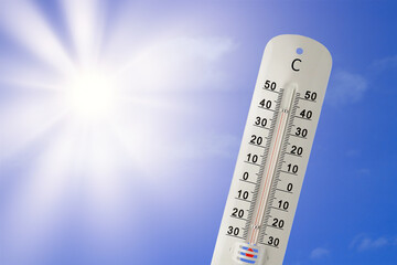 Hausse des températures et thermomètre