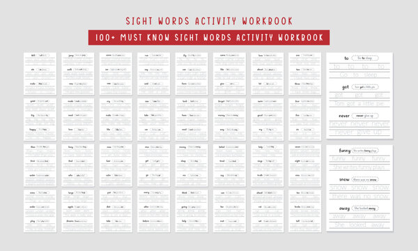 100+ Must Know Sight Words Activity Workbook