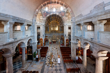 Interior of the Panagia Ekatontapyliani (also known as the Church of 100 Doors) in Parikia town, on the island of Paros in Greece