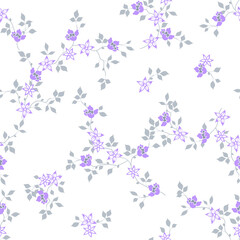 seamless pattern of flowers, branches and leaves