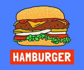 Hand Drawn Delicious Hamburger Illustration Design