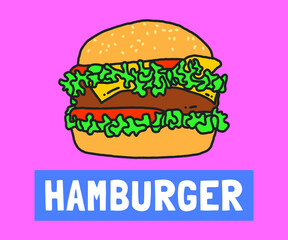 Hand Drawn Meat Hamburger Illustration Design