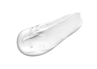Liquid gel beauty serum swatch smear smudge on white background. Transparent cosmetic skincare...