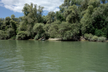 Fototapeta premium man fishing in danube delta