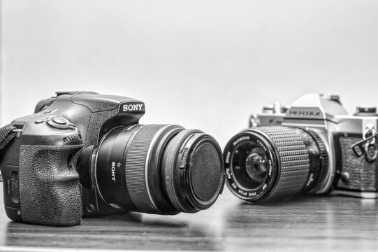 Old and New camera beside each other (NC State, 9/24/19)