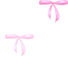 Seamless minimalistic pattern with watercolor pink ribbons.